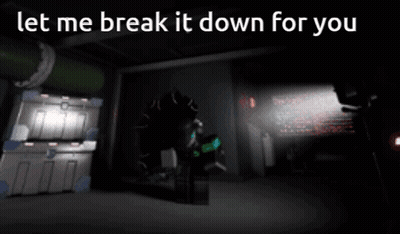 A Dark Room With The Words Let Me Break It Down For You On The Bottom GIF