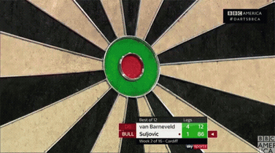 A Dart Board With A Green Center And A Red Circle GIF