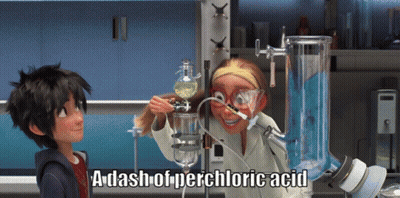 A Dash Of Perchloric Acid Is Being Poured Into A Container GIF