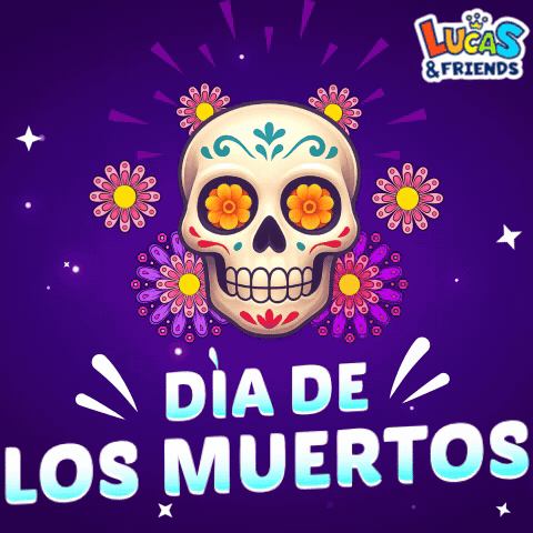 A Day Of The Dead Poster With A Sugar Skull GIF