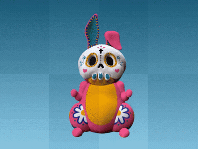 A Day Of The Dead Stuffed Animal With A Bunny Face GIF
