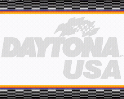 A Daytona Usa Logo With A Checkered Pattern In The Background GIF