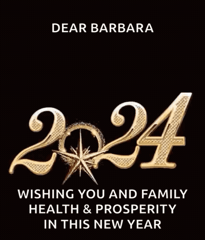 A Dear Barbara Wishing You And Family Health And Prosperity In This New Year Greeting Card GIF