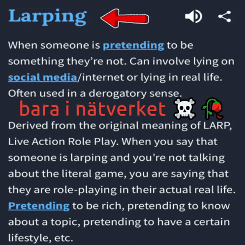 A Definition Of Larping Is Shown On A Screen GIF