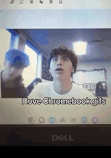 A Dell Computer Screen Shows A Video Of A Man Saying I Love Chromebook Gifs GIF