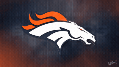 A Denver Broncos Logo Is Displayed On A Dark Blue Background GIF
