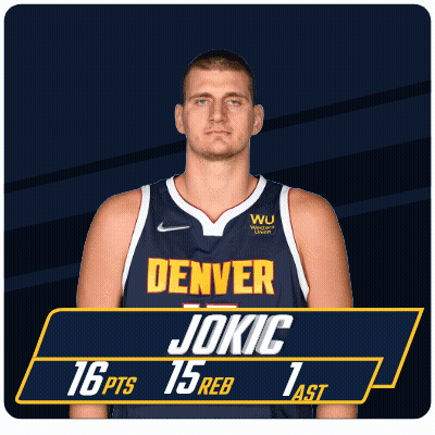 A Denver Jokic Basketball Player Has 16 Pts 15 Reb 1 Ast GIF