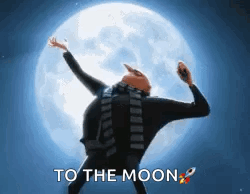 A Despicable Me Character Is Dancing In Front Of A Full Moon GIF