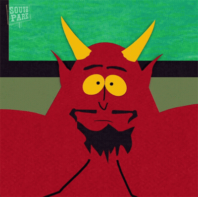 A Devil From South Park With Yellow Horns GIF