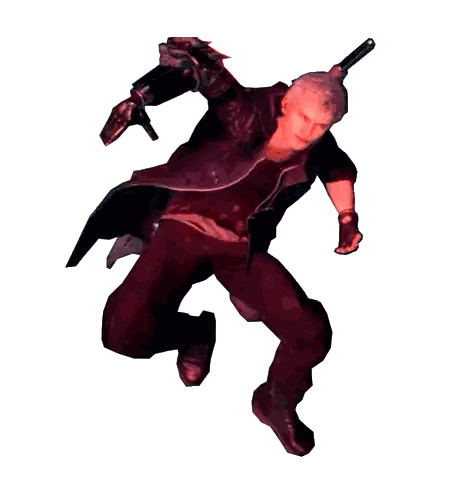 A Devil May Cry Character Is Jumping In The Air While Holding A Gun Sticker