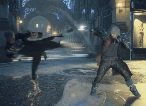 A Devil May Cry Video Game Is Being Played On A Computer GIF