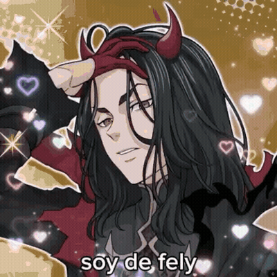 A Devil With Horns On His Head And The Words Soy De Fely On The Bottom GIF