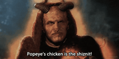 A Devil With Horns Says Popeye 'S Chicken Is The Shiznut GIF