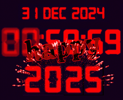 A Digital Screen Displays The Date Of 31 Dec 2024 And The Year 2025 GIF