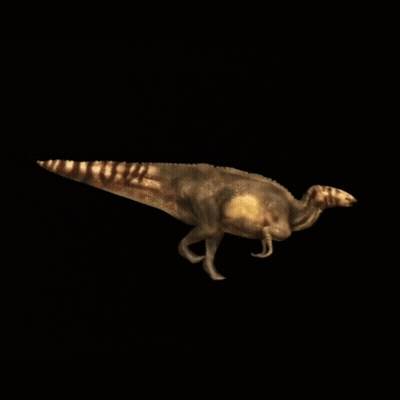 A Dinosaur With A Black Background Is Walking GIF