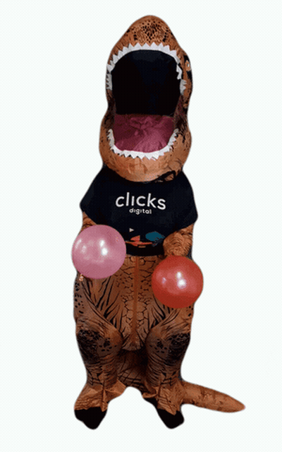 A Dinosaur With A Shirt That Says Clicks Digital GIF