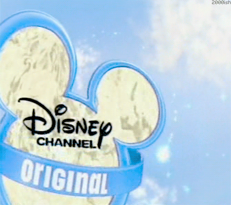 A Disney Channel Original Logo With A Blue Ribbon GIF