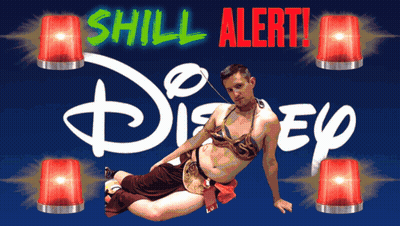 A Disney Logo With A Man In A Leia Outfit GIF