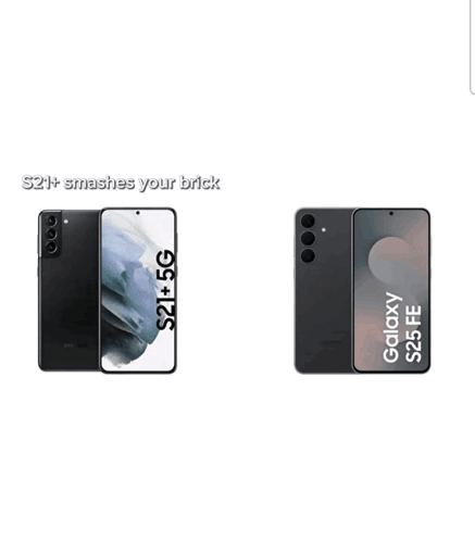 A Display Technology Comparison Between The Samsung Galaxy S21 5G And The Galaxy S25 Fe GIF