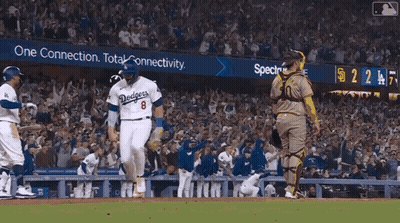 A Dodgers Baseball Player Walks Towards The Dugout GIF