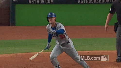 A Dodgers Baseball Player Wearing Number 35 Runs Towards Home Plate GIF