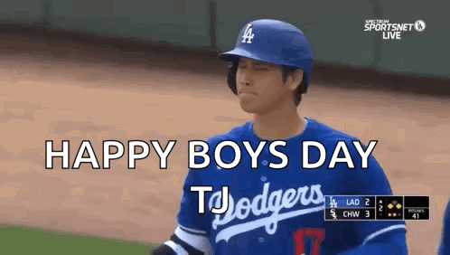 A Dodgers Baseball Player Wishes Happy Boys Day To His Teammates GIF