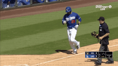 A Dodgers Player Is Running On The Field GIF