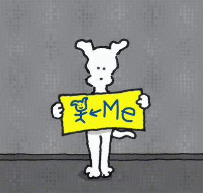 A Dog Holding A Sign That Says Plus GIF