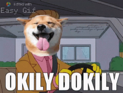 A Dog In A Suit And Tie Is Holding A Steering Wheel And Saying Okily Dokily GIF