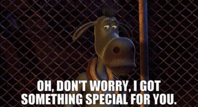 A Dog Is Behind A Chain Link Fence With The Words Oh Don T Worry I Got Something Special For You GIF
