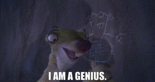 A Dog Is Standing In Front Of A Chalkboard With The Words `` I Am A Genius '' On It . GIF