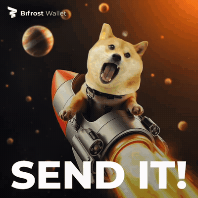 A Dog On A Rocket With The Words Send It GIF