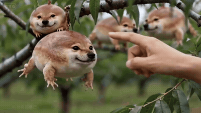 A Dog That Looks Like A Frog Is Being Touched By A Person GIF