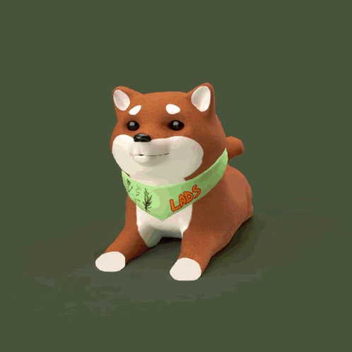 A Dog Wearing A Green Bandana That Says Labs GIF