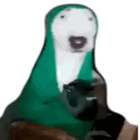 A Dog Wearing A Green Scarf Is Holding A Cell Phone . Sticker