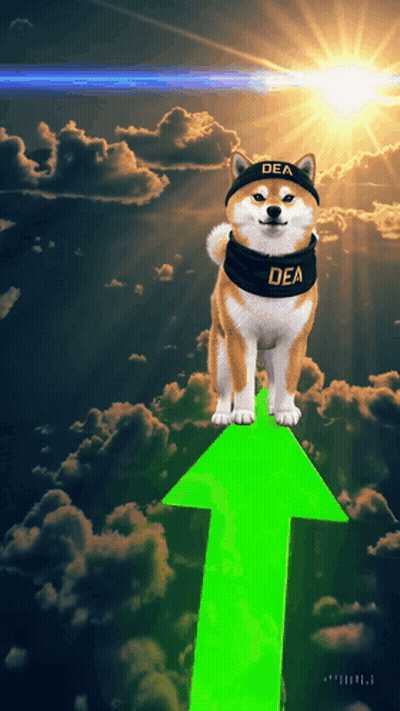 A Dog Wearing A Hat That Says Dea Stands On A Green Arrow GIF