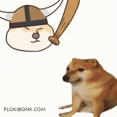 A Dog Wearing A Viking Helmet Is Holding A Baseball Bat On Its Head And Says Bonk . GIF