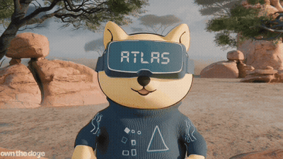 A Dog Wearing A Virtual Reality Headset With Atlas Written On It GIF