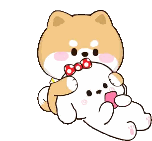 A Dog With A Bow Tie Is Holding A Stuffed Animal Sticker