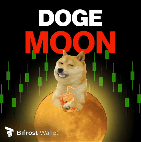 A Doge Holding A Juice Box On Top Of A Full Moon GIF