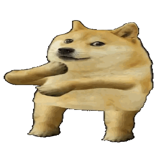 A Doge Is Standing On Its Hind Legs With Its Paws Outstretched And Looking At The Camera . Sticker
