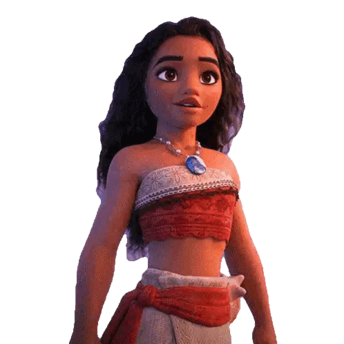 A Doll From The Movie Moana Is Wearing A Necklace And A Red Top Sticker