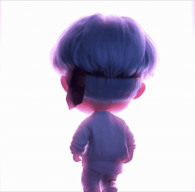 A Doll With Blue Hair And Headphones On GIF