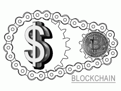 A Dollar Sign Is Attached To A Chain Next To A Coin . GIF