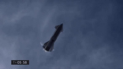 A Dolphin Is Flying Through A Cloudy Sky With A Time Of 06:03 On The Bottom GIF