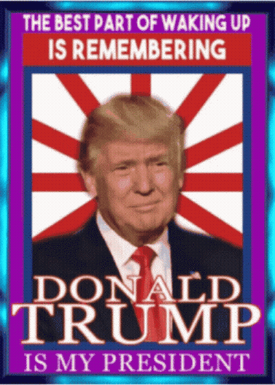 A Donald Trump Poster That Says The Best Part Of Waking Up Is Remembering GIF
