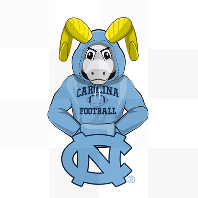 A Donkey Wearing A Blue Hoodie That Says Carolina Football On It GIF