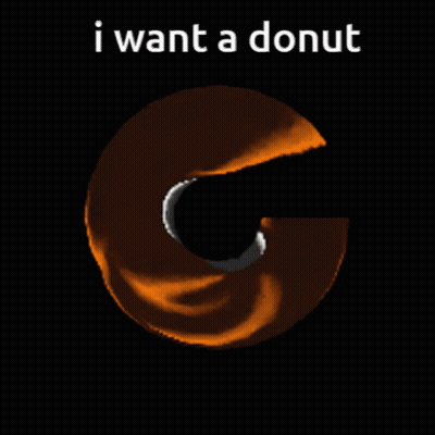 A Donut With A Bite Taken Out Of It And The Words " I Want A Donut " Above It GIF