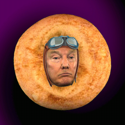 A Donut With Donald Trump 'S Face And Goggles On It GIF