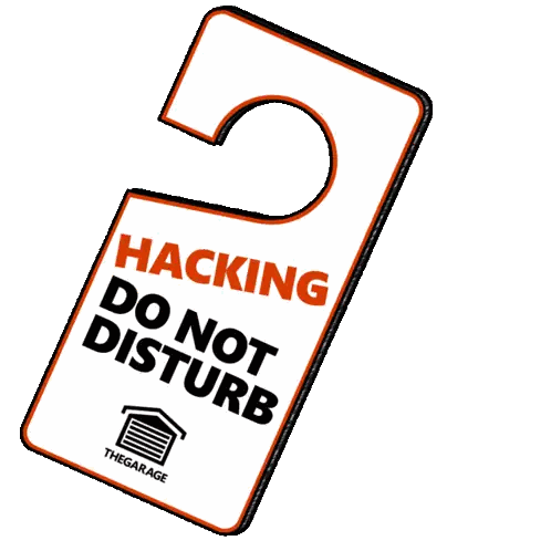 A Door Hanger That Says Hacking Do Not Disturb On It Sticker